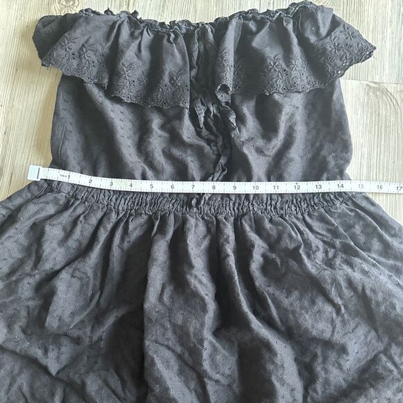 Zara TRF Black Lined Eyelet Strapless Dress Size Small - Picture 3 of 7